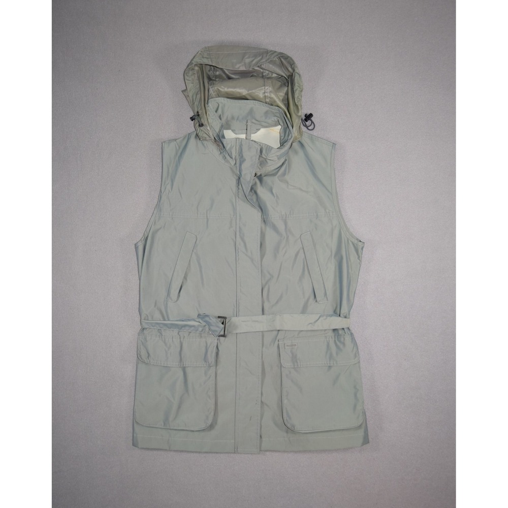 Paul & Shark Yachting Vest Womens Large Green Belted Sailing Shell Hooded Italy